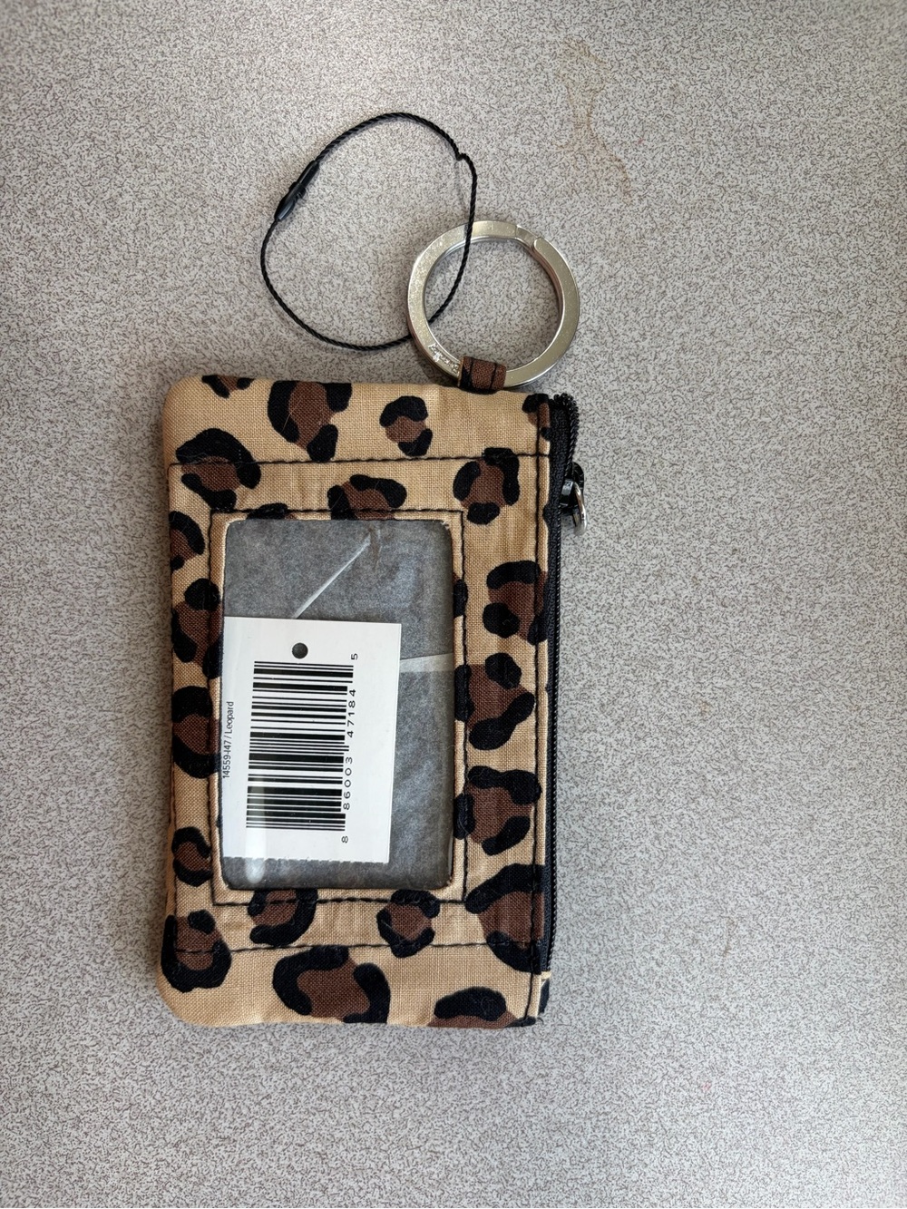 Vera Bradley Leopard Print ID Card Wallet Keyring - Beige & Brown